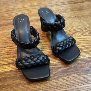 A New Day Black Braided Heeled Mules